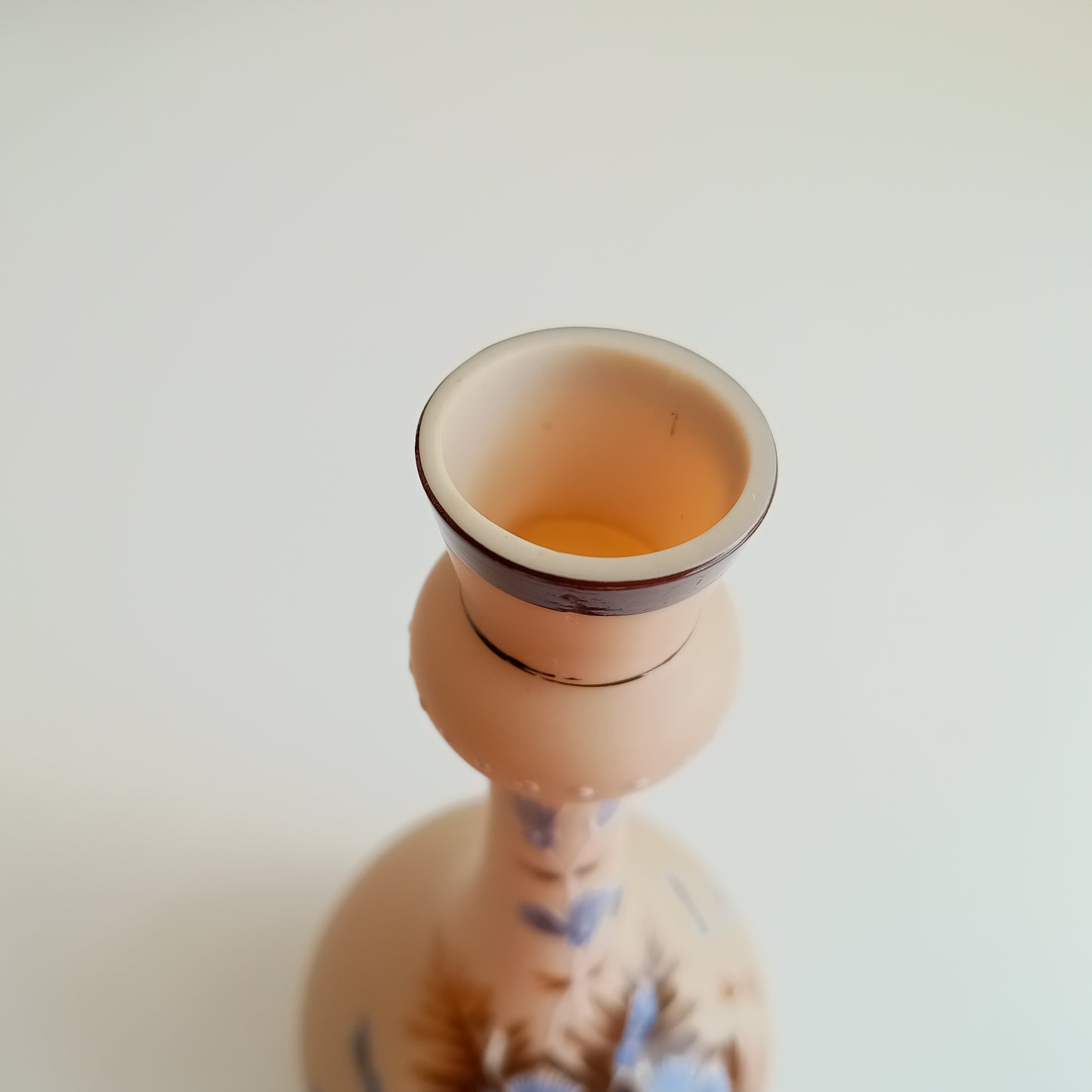 Art Nouveau Enamelled Satin Glass Vase: Cornflowers Decor, Bohemia c1890s