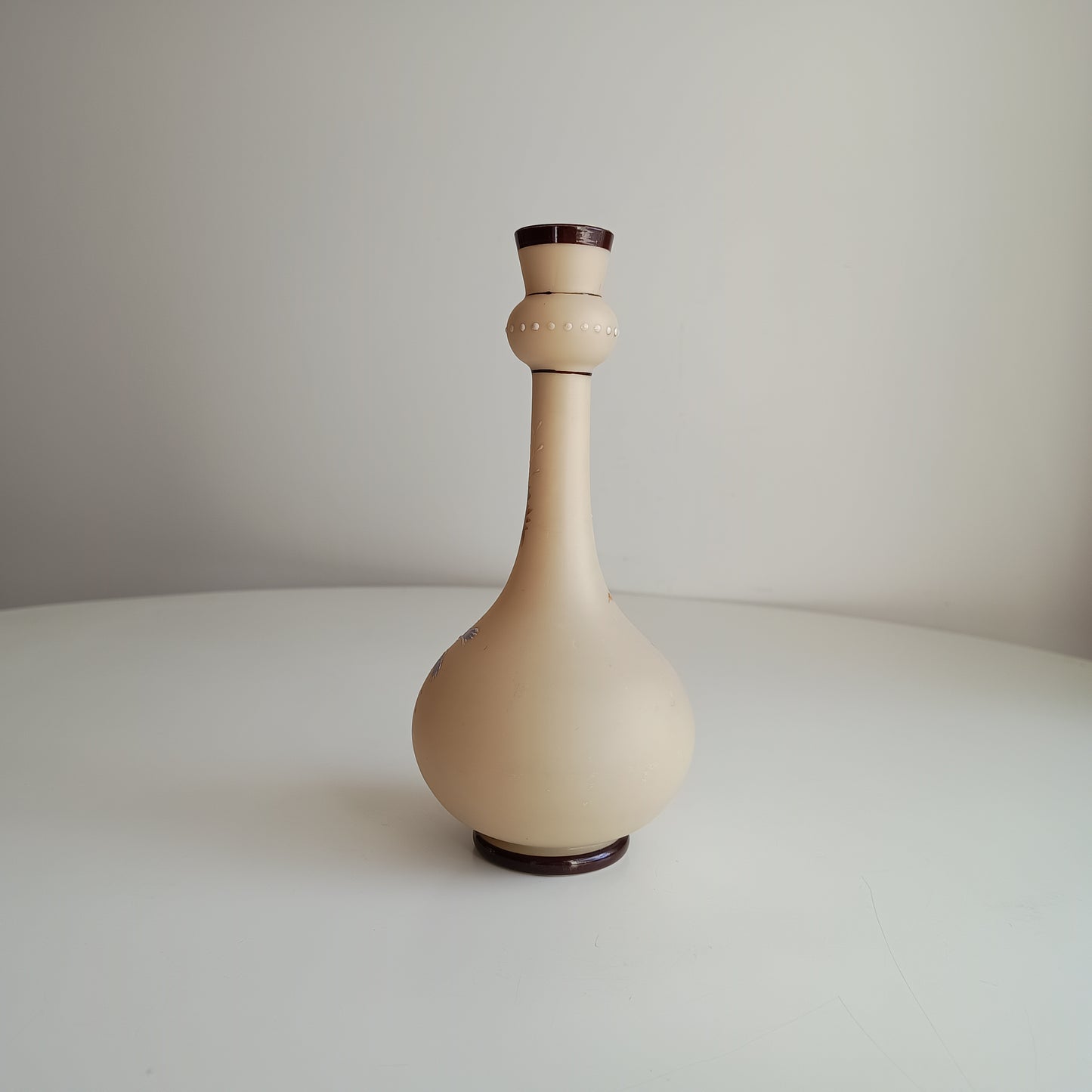 Art Nouveau Enamelled Satin Glass Vase: Cornflowers Decor, Bohemia c1890s