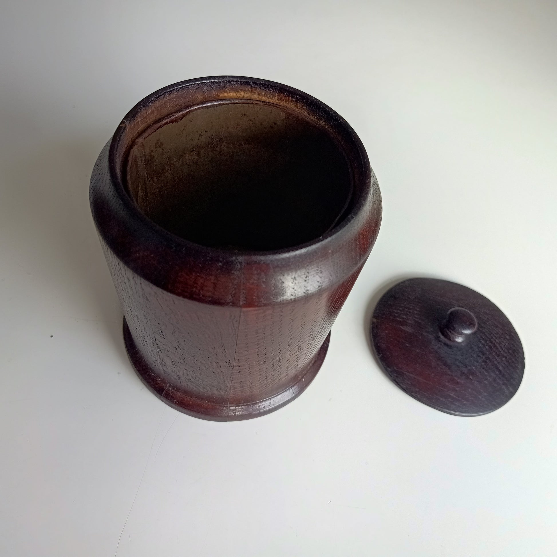 Vintage English Oak Tobacco Jar: Treenware,