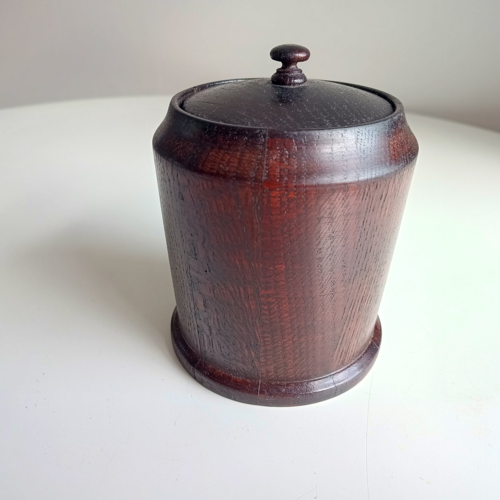 Vintage English Oak Tobacco Jar: Treenware,