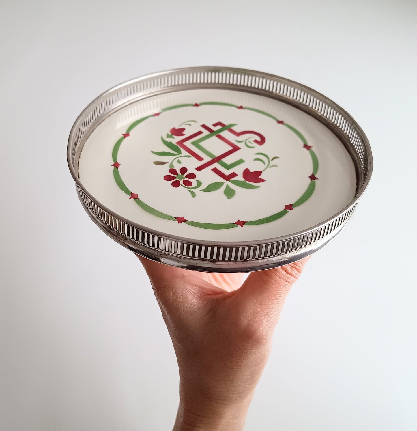 Authentic Jugendstil Tray: WMF Mount, Art Nouveau Ceramic Centre