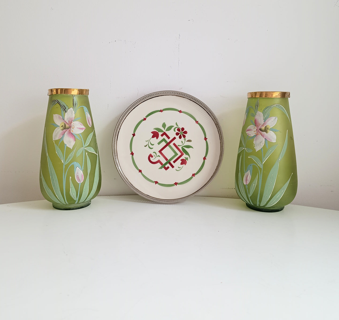 Authentic Jugendstil Tray: WMF Mount, Art Nouveau Ceramic Centre