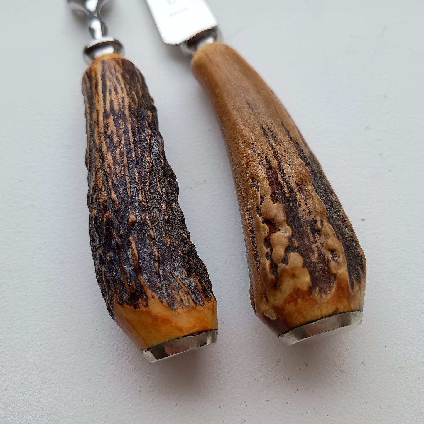 Traditional Steak Cutlery Set: Scottish Stag Antler Handles, Sheffield Steel, Original Box