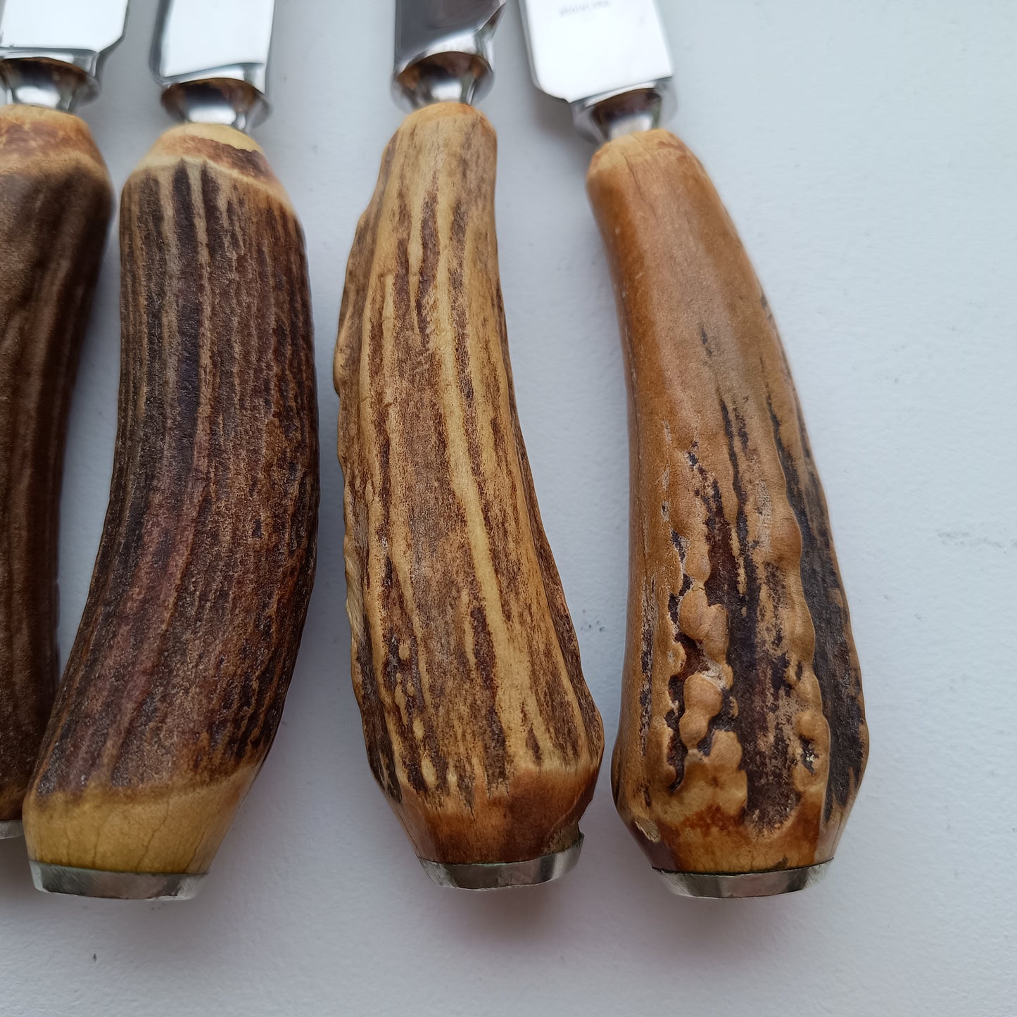 Traditional Steak Cutlery Set: Scottish Stag Antler Handles, Sheffield Steel, Original Box