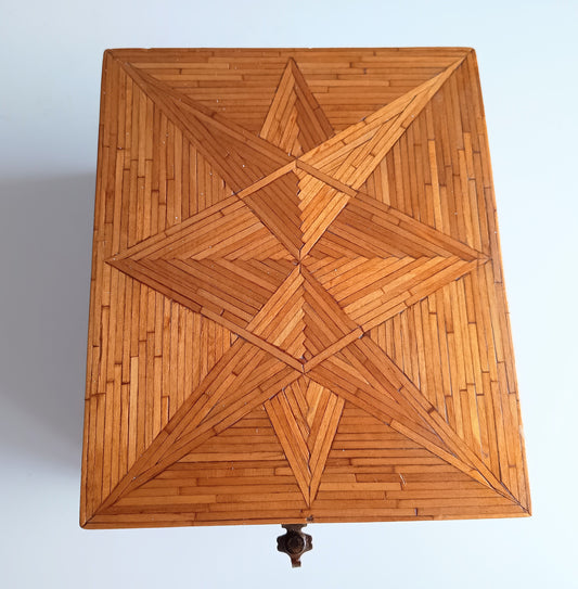 Vintage Sailors Matchsticks Folk Art Box: Nautical Theme, Compass or Wind-rose decor