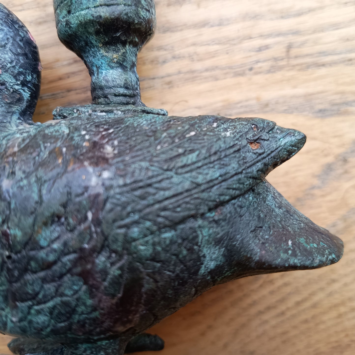 Antique Verdigris Bronze or Brass Zoomorphic Candle Holder