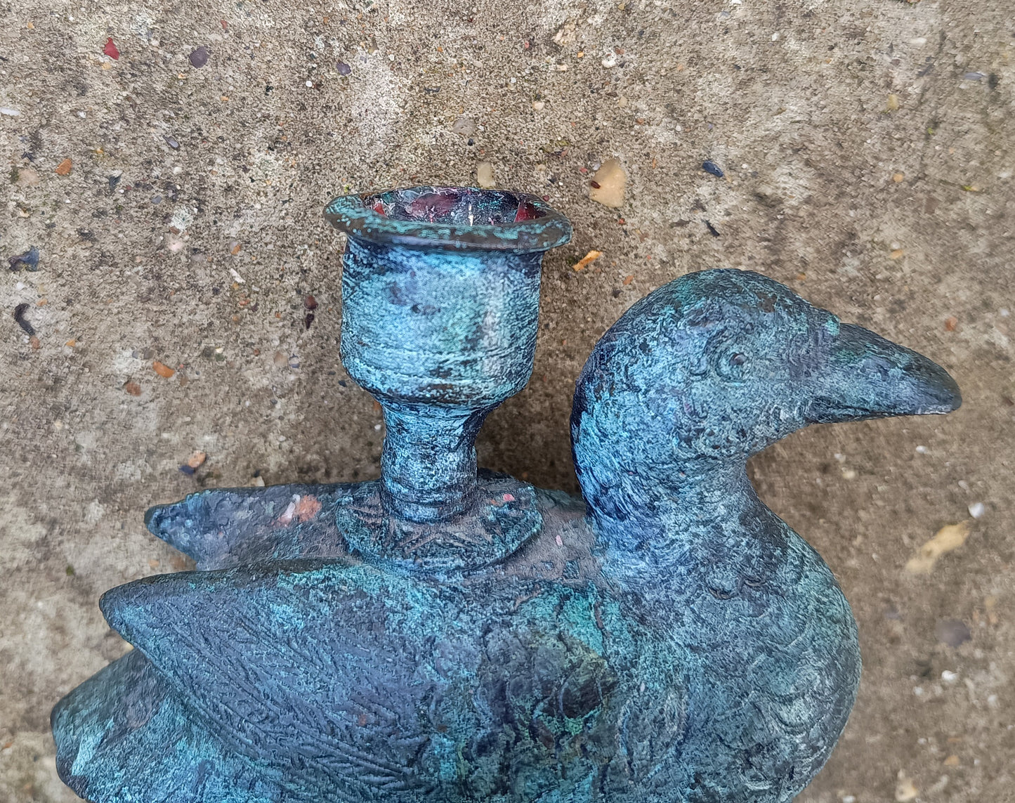 Antique Verdigris Bronze or Brass Zoomorphic Candle Holder