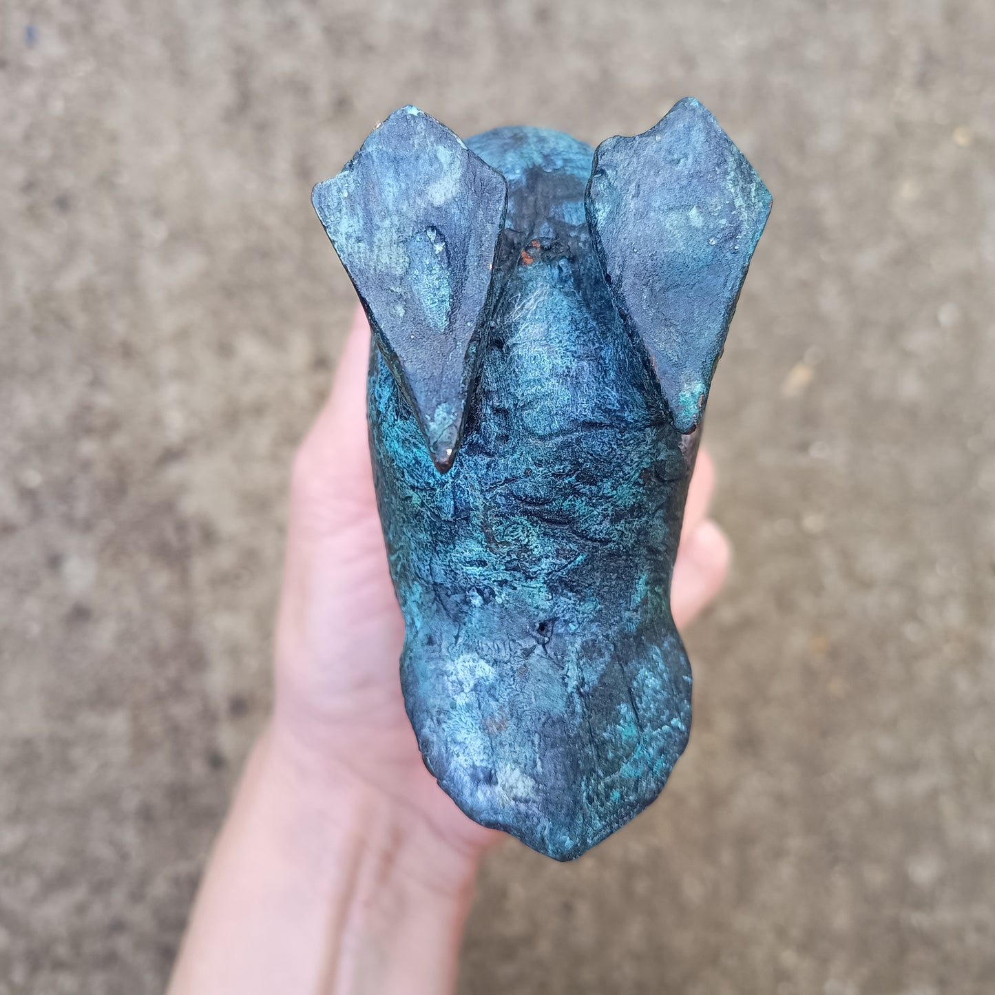 Antique Verdigris Bronze or Brass Zoomorphic Candle Holder