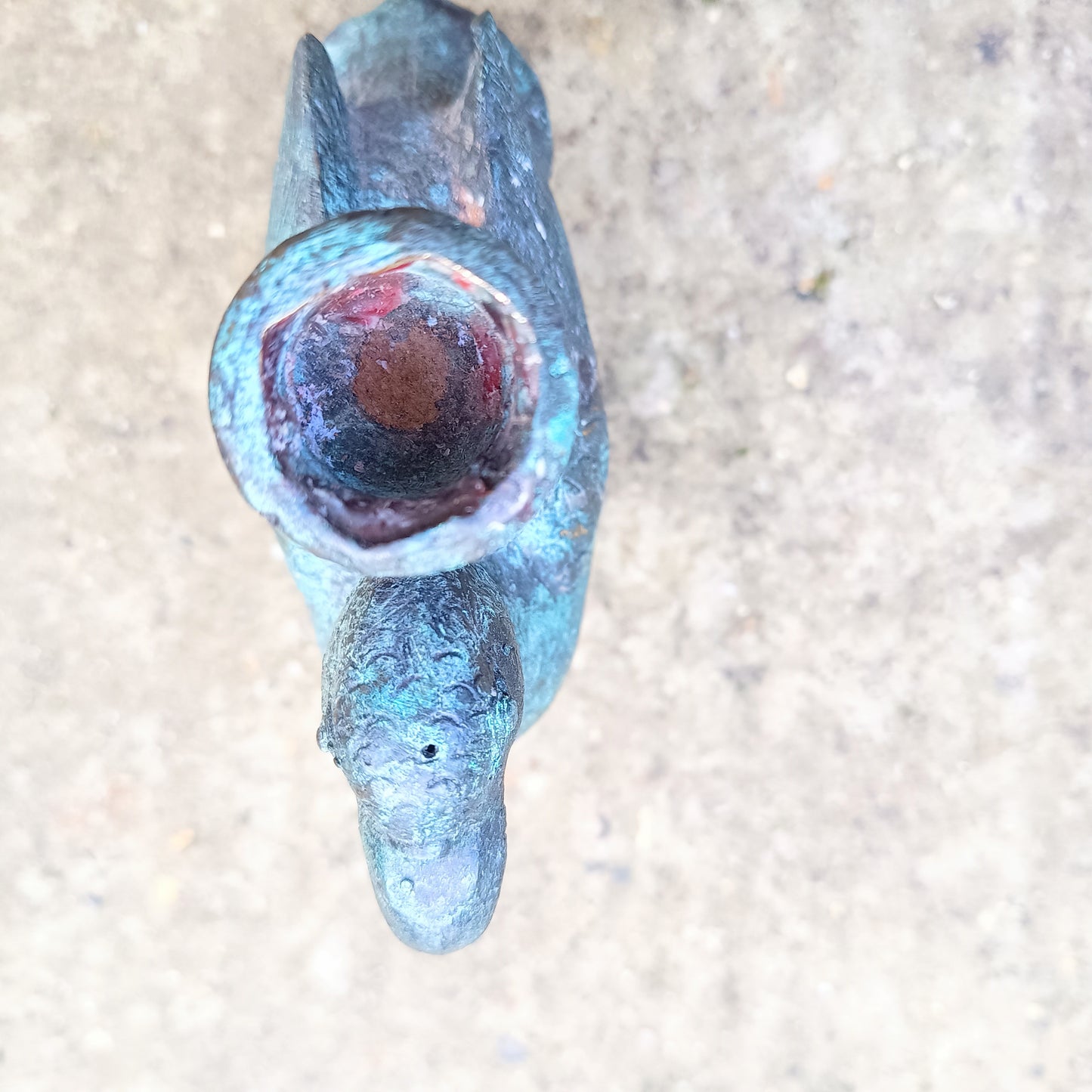 Antique Verdigris Bronze or Brass Zoomorphic Candle Holder