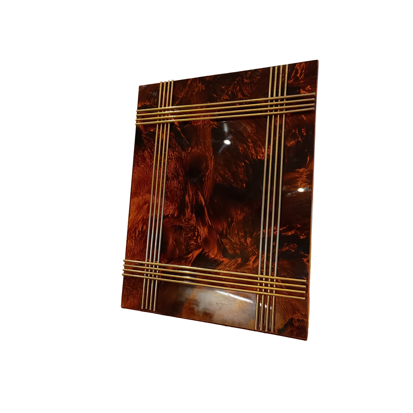 Large Vintage Midcentury Modern Tortoiseshell Lucite Tabletop Frame in the style of Christian Dior Home