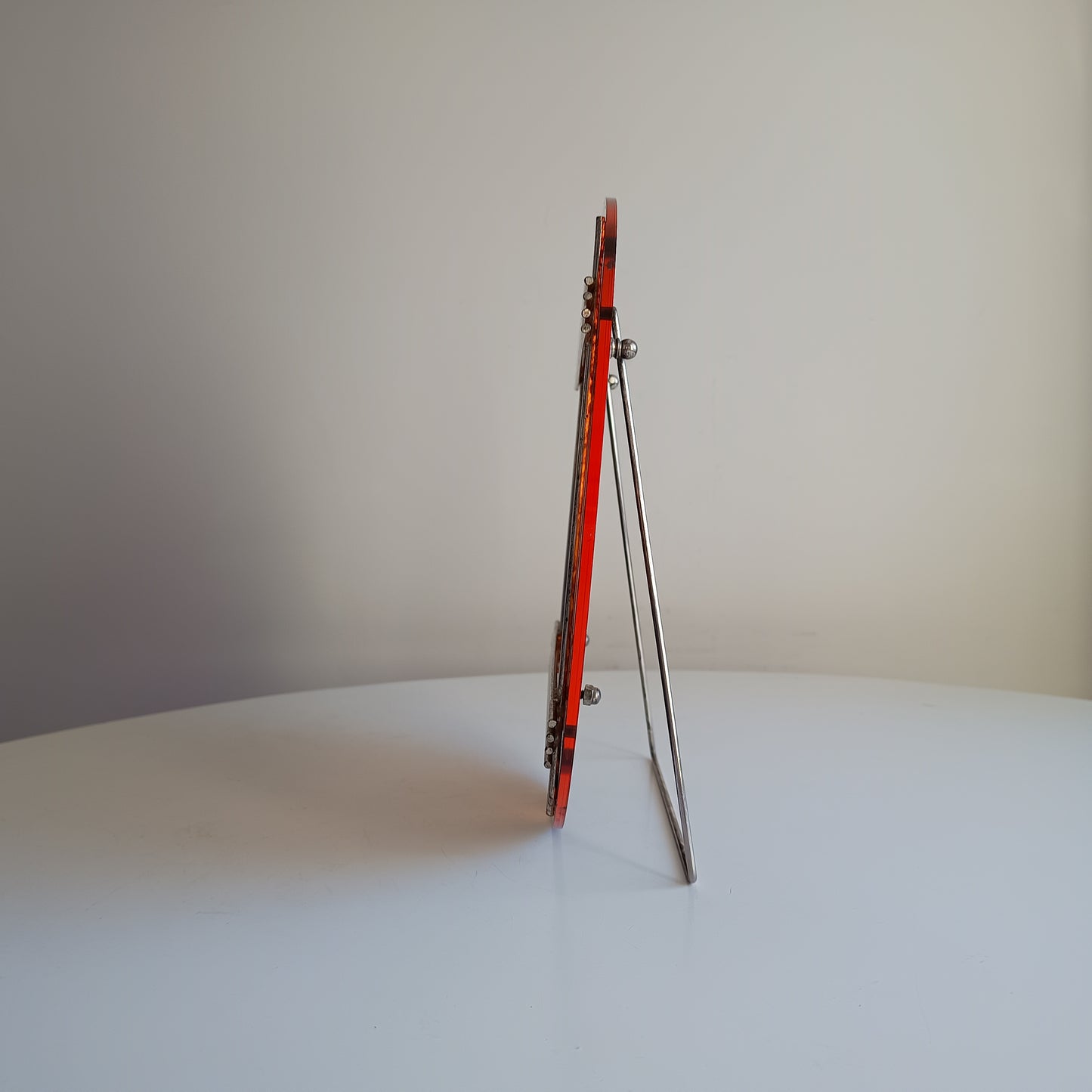 Large Vintage Midcentury Modern Round Tortoiseshell Lucite Tabletop Frame in the style of Christian Dior Home