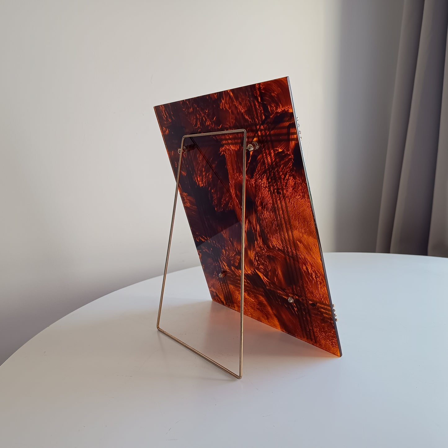 Large Vintage Midcentury Modern Tortoiseshell Lucite Tabletop Frame in the style of Christian Dior Home