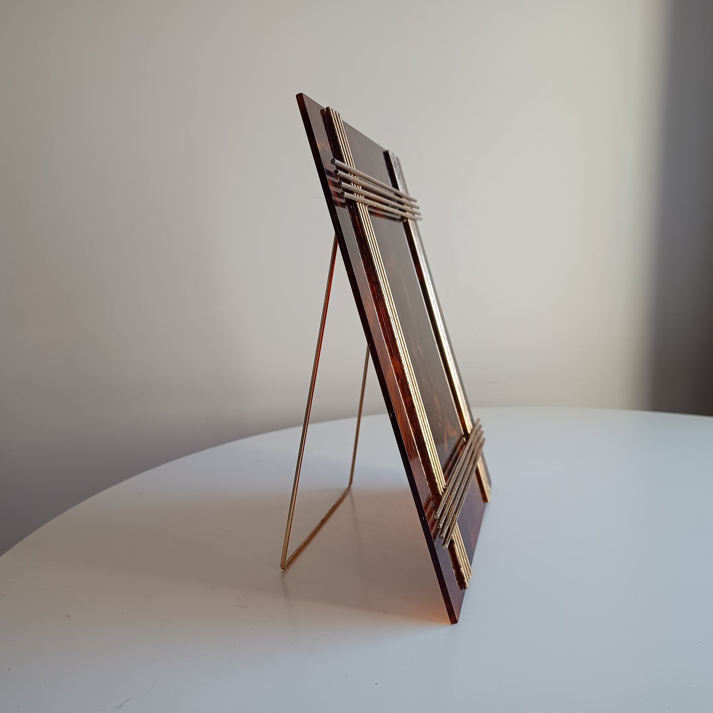 Large Vintage Midcentury Modern Tortoiseshell Lucite Tabletop Frame in the style of Christian Dior Home