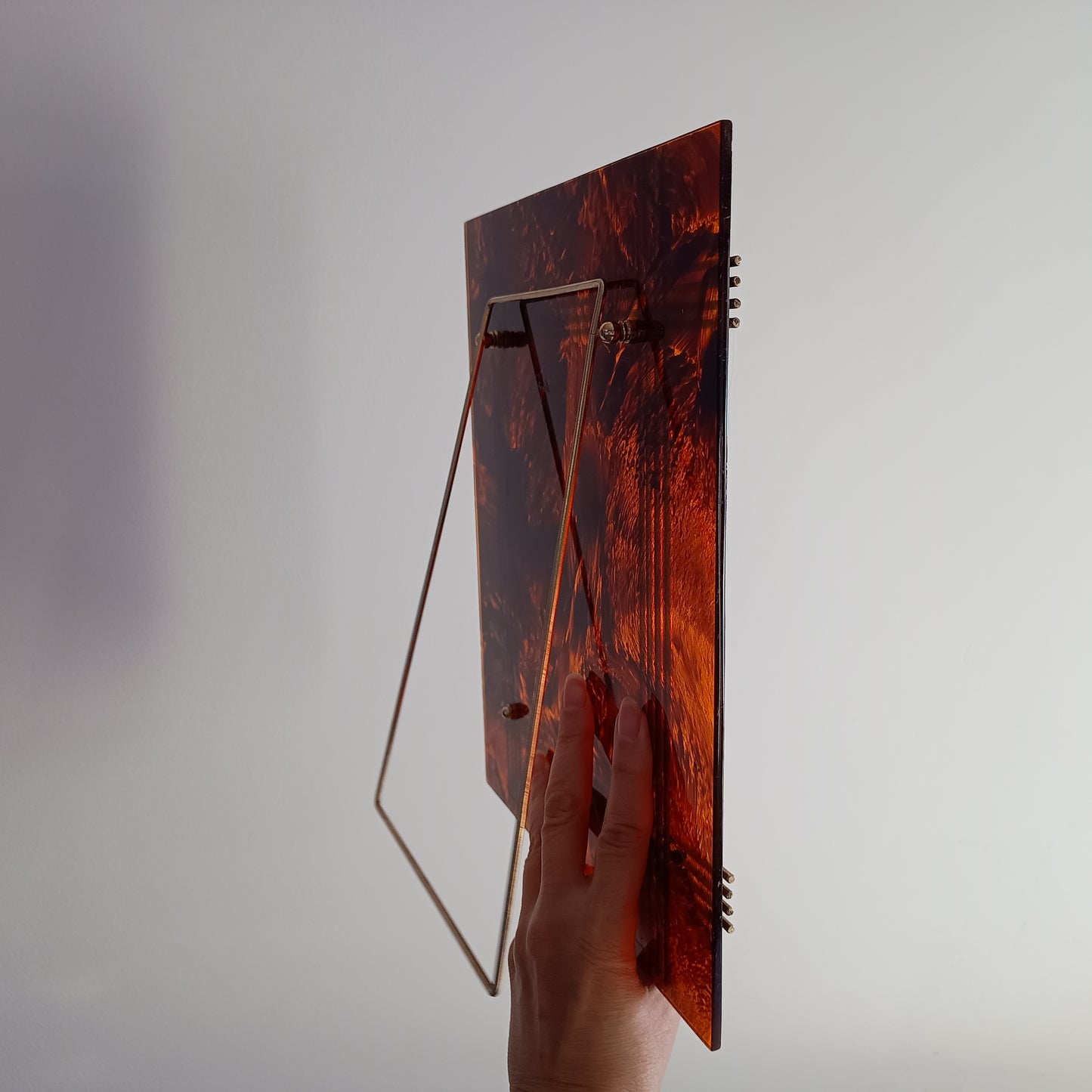 Large Vintage Midcentury Modern Tortoiseshell Lucite Tabletop Frame in the style of Christian Dior Home