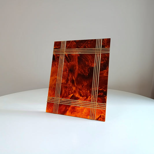 Large Vintage Midcentury Modern Tortoiseshell Lucite Tabletop Frame in the style of Christian Dior Home