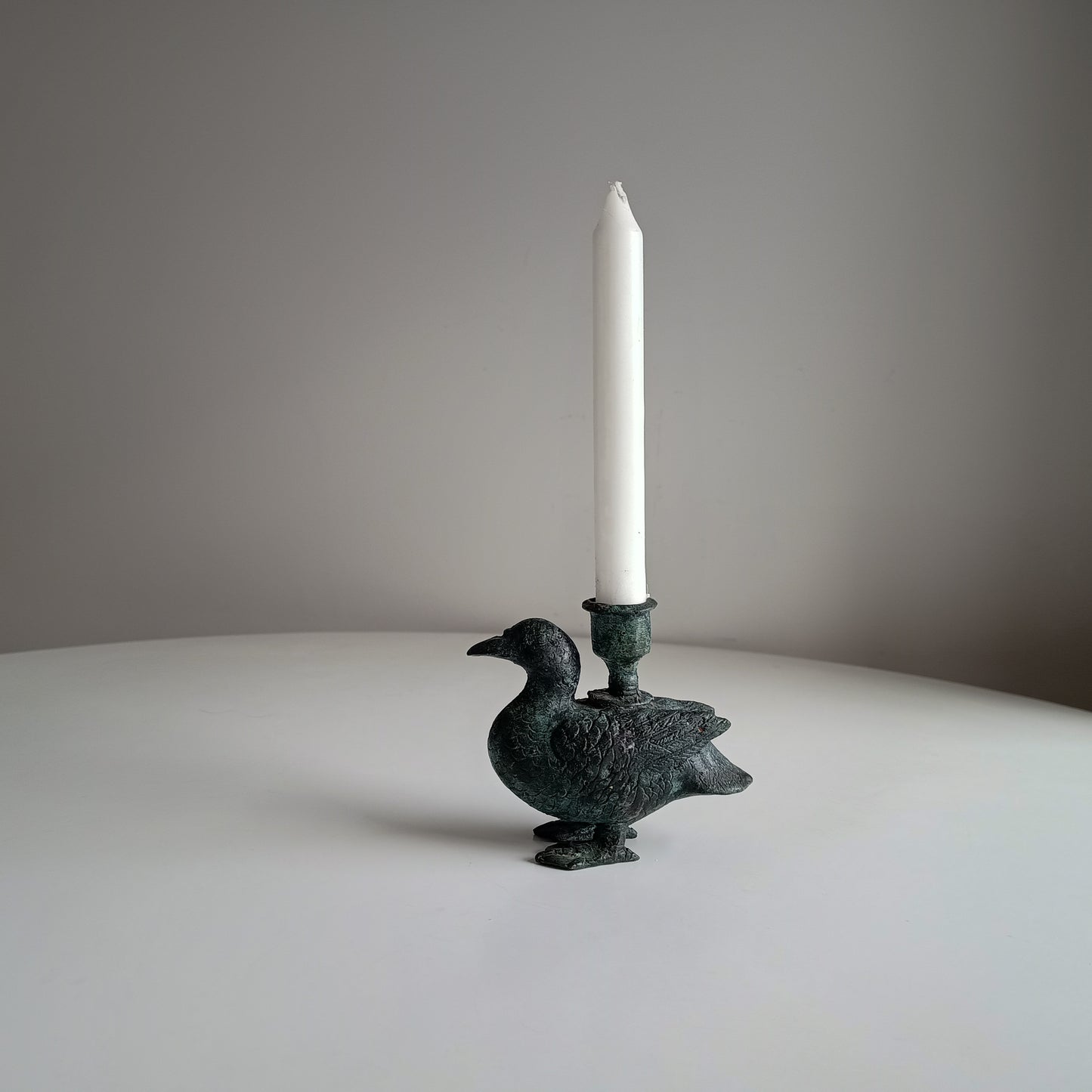 Antique Verdigris Bronze or Brass Zoomorphic Candle Holder