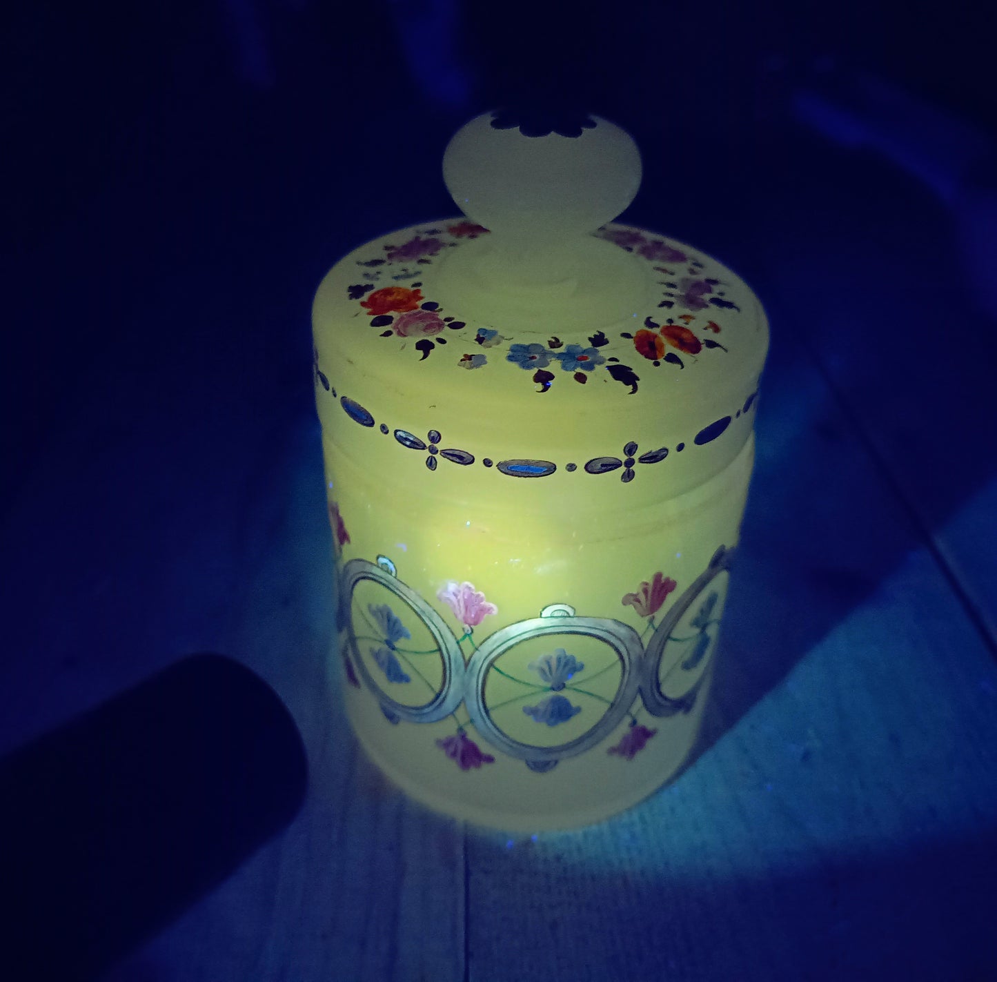 Antique Opaline Glass Cookies Jar: Hand Enamelled, Late Biedermeier, Romantic Revival, 1860s