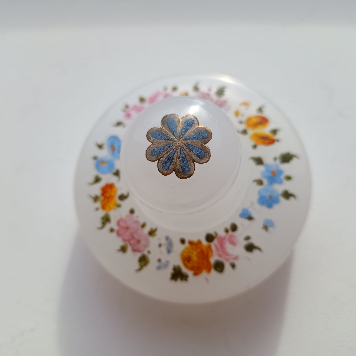 Antique Opaline Glass Cookies Jar: Hand Enamelled, Late Biedermeier, Romantic Revival, 1860s