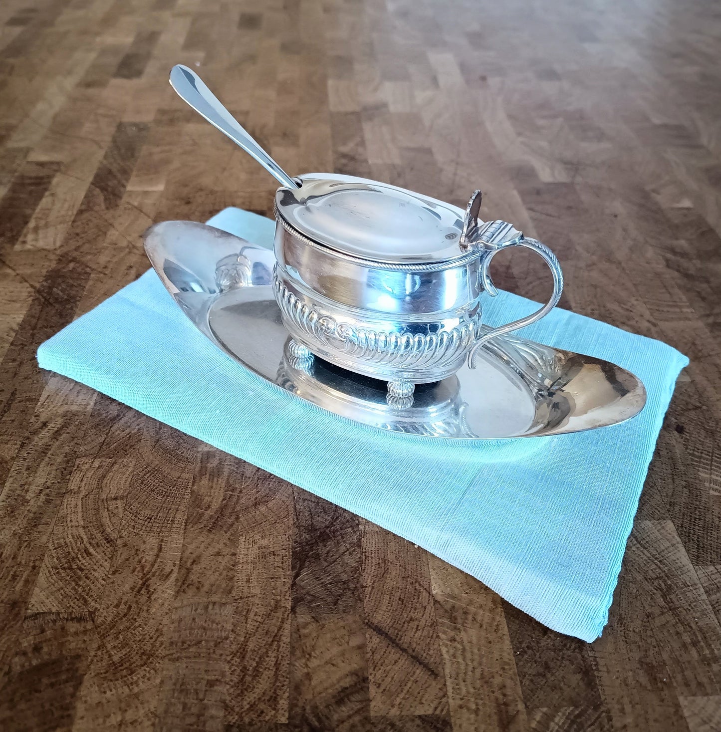 Antique English W Hutton Jam / Marmalade Server & Hukin Heath Bread Plate: Georgian style, 1880s