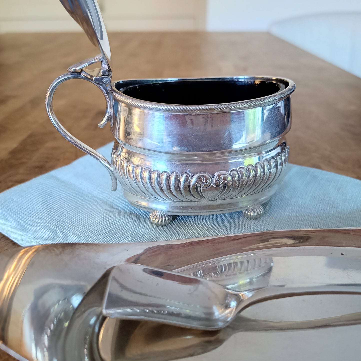 Antique English W Hutton Jam / Marmalade Server & Hukin Heath Bread Plate: Georgian style, 1880s