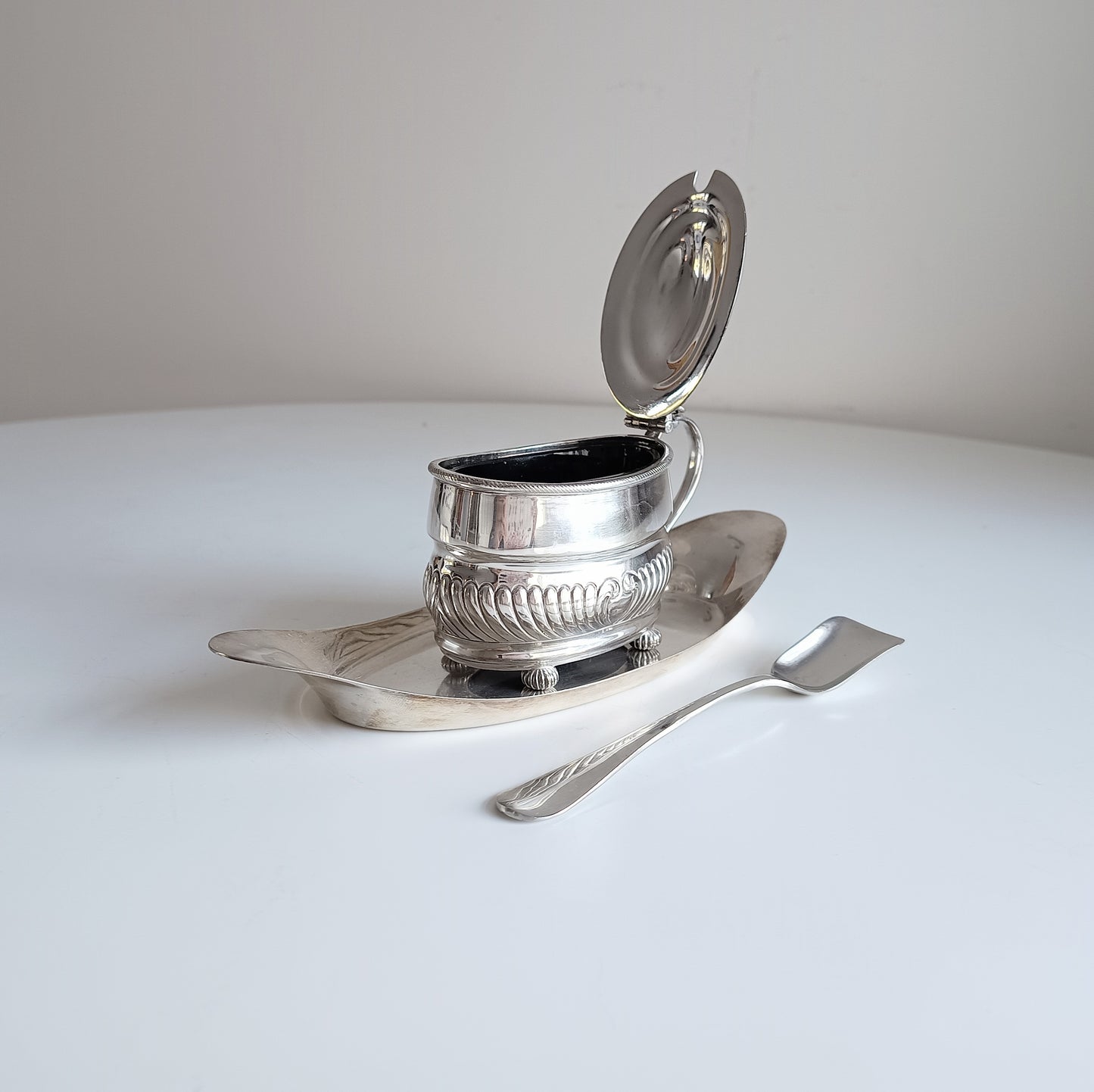 Antique English W Hutton Jam / Marmalade Server & Hukin Heath Bread Plate: Georgian style, 1880s