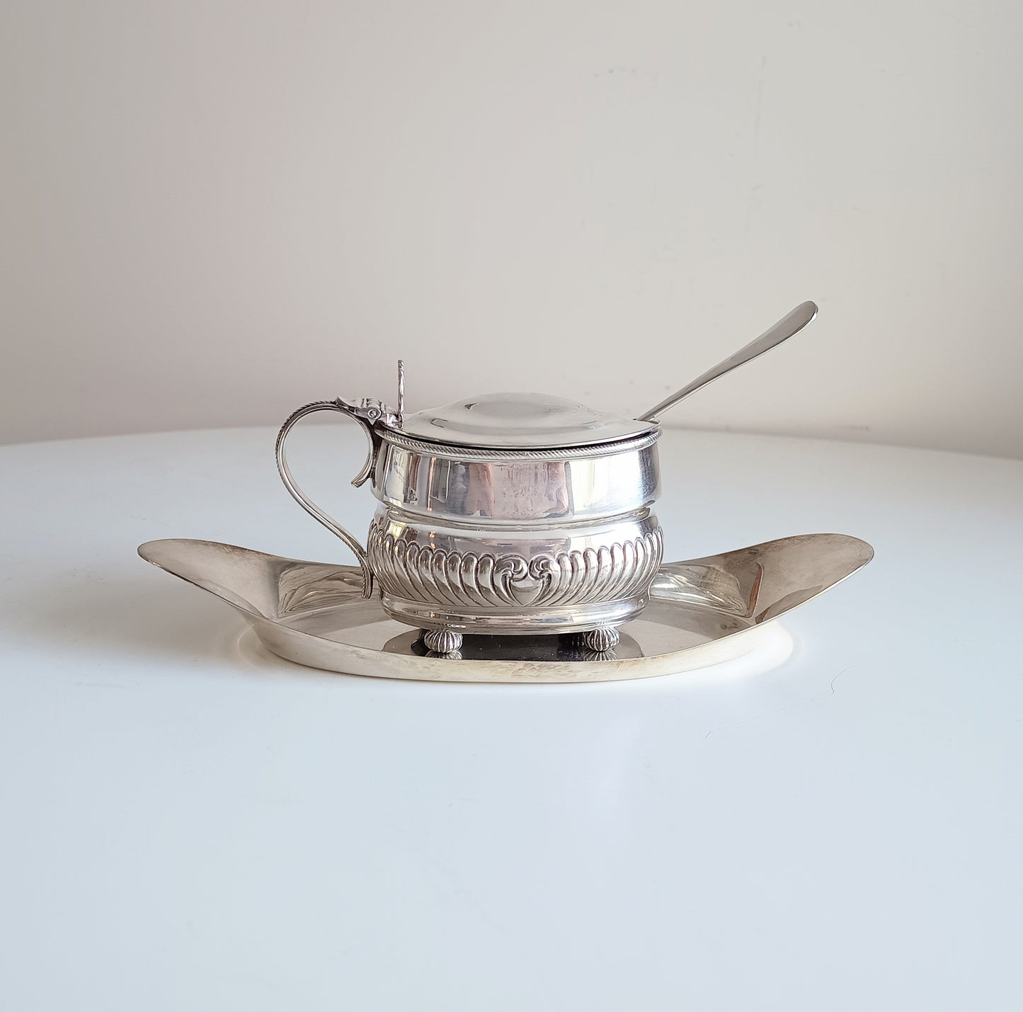 Antique English W Hutton Jam / Marmalade Server & Hukin Heath Bread Plate: Georgian style, 1880s