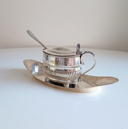 Antique English W Hutton Jam / Marmalade Server & Hukin Heath Bread Plate: Georgian style, 1880s