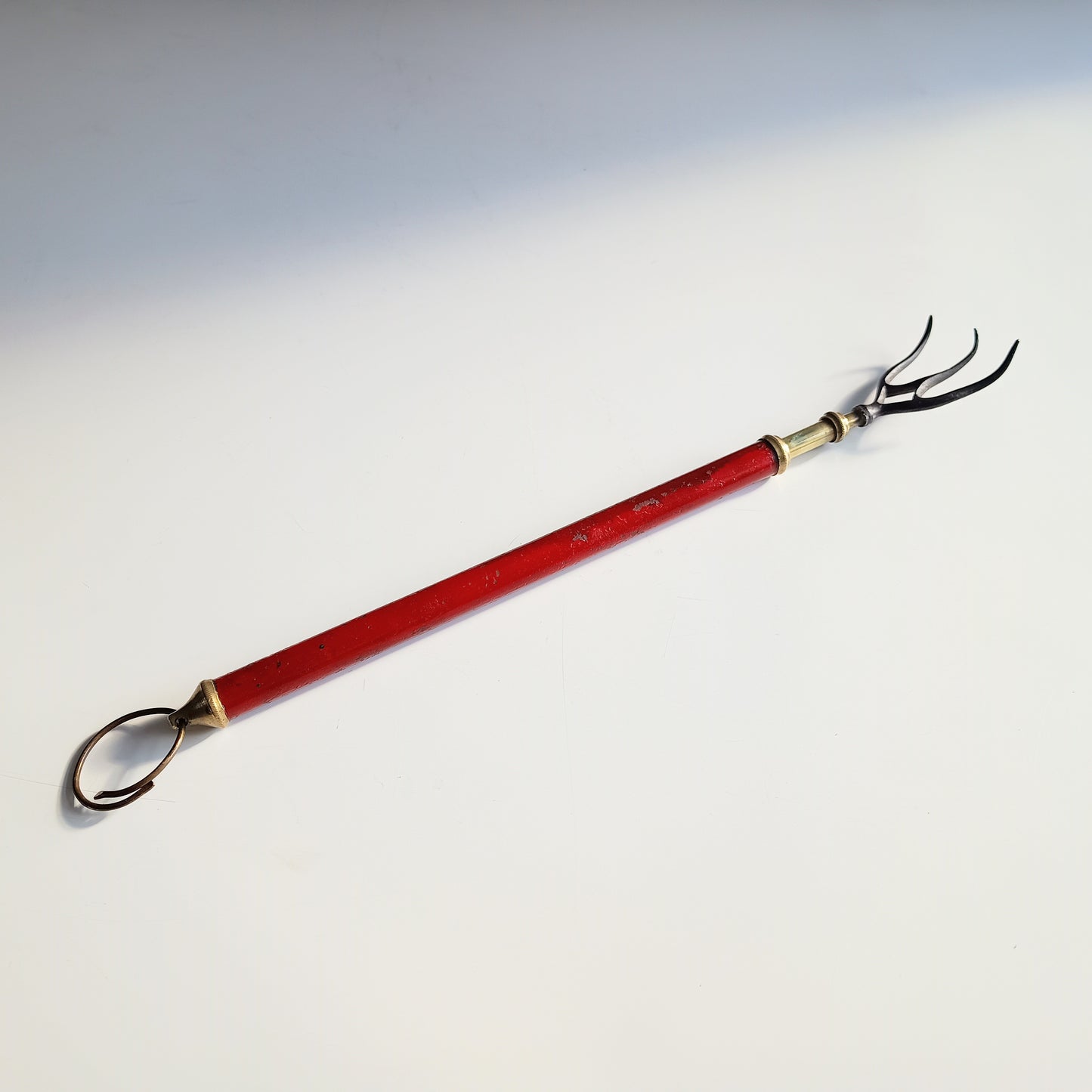Antique English Georgian Retractable Telescopic Enamelled Toasting Fork, Gothic style, 1800