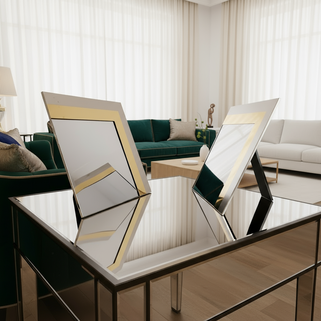 Pair Of Luxury Vintage Belgochrom Geometric Front Loading Frames, Belgian Modernism