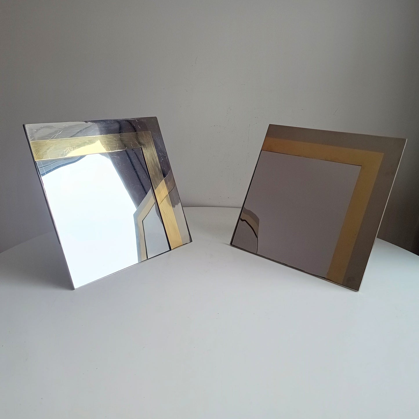 Pair Of Luxury Vintage Belgochrom Geometric Front Loading Frames, Belgian Modernism