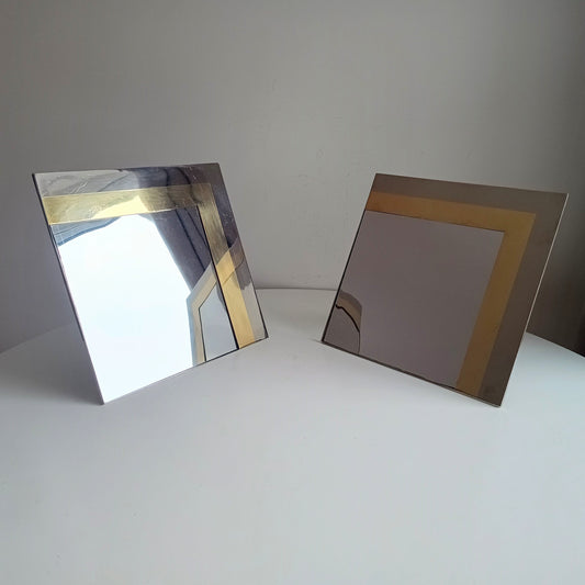 Pair Of Luxury Vintage Belgochrom Geometric Front Loading Frames, Belgian Modernism