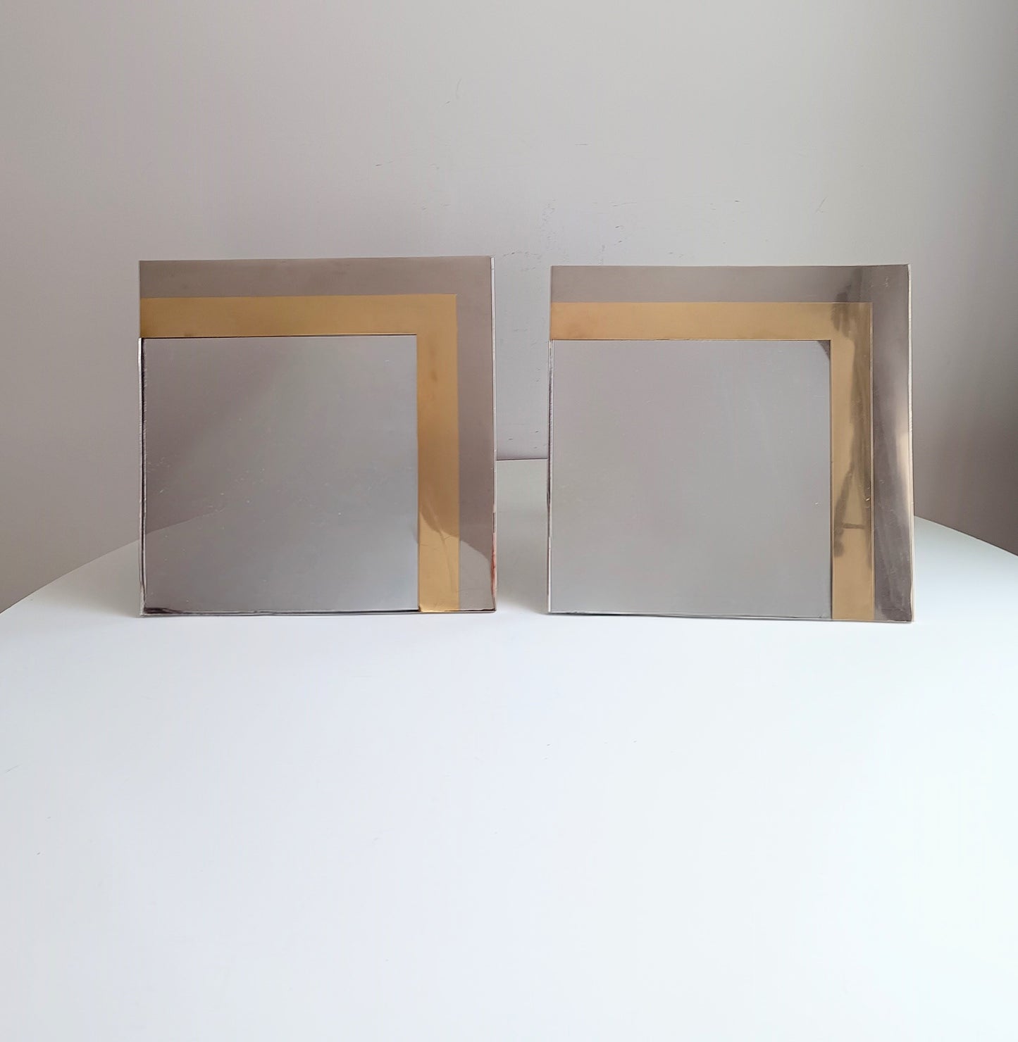 Pair Of Luxury Vintage Belgochrom Geometric Front Loading Frames, Belgian Modernism