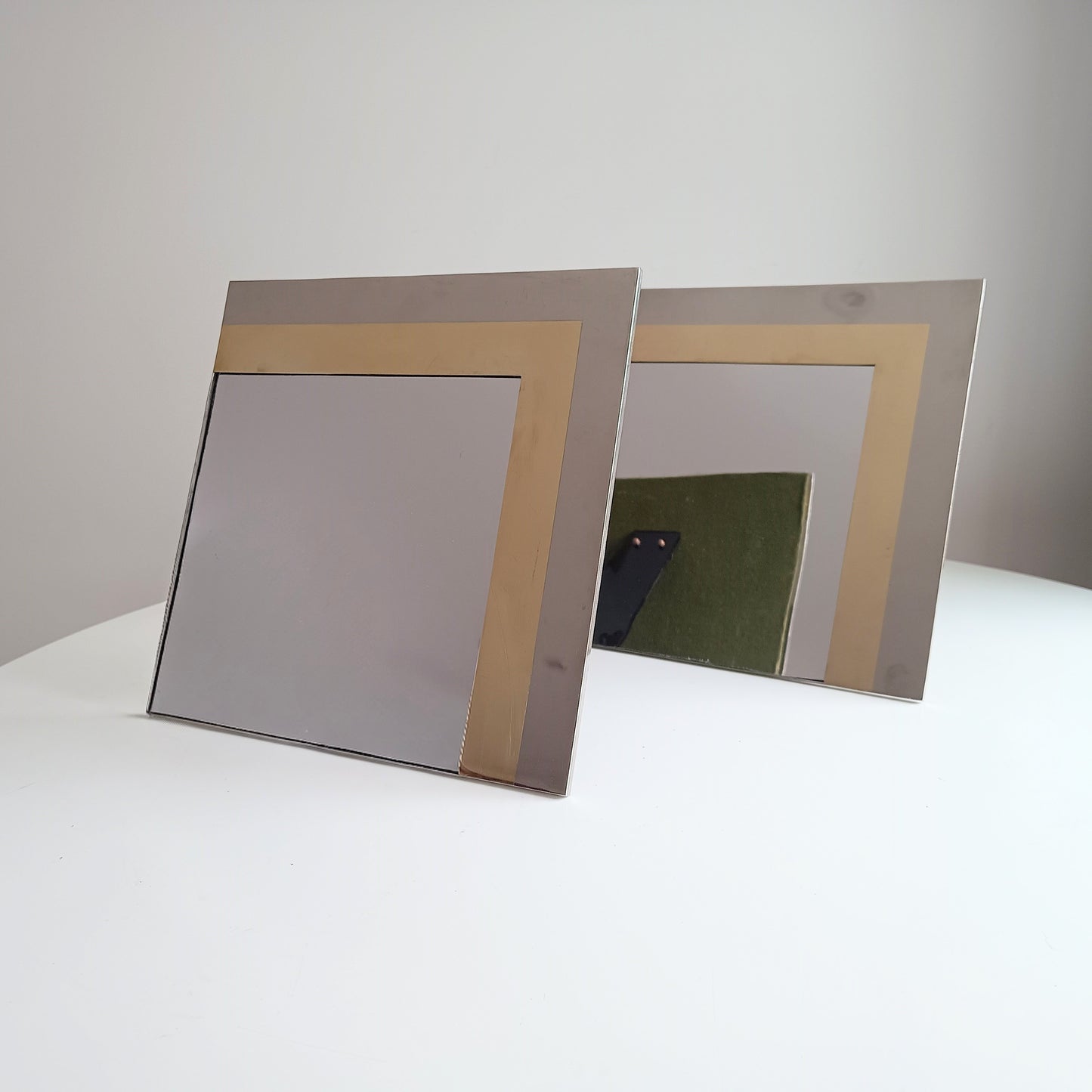 Pair Of Luxury Vintage Belgochrom Geometric Front Loading Frames, Belgian Modernism