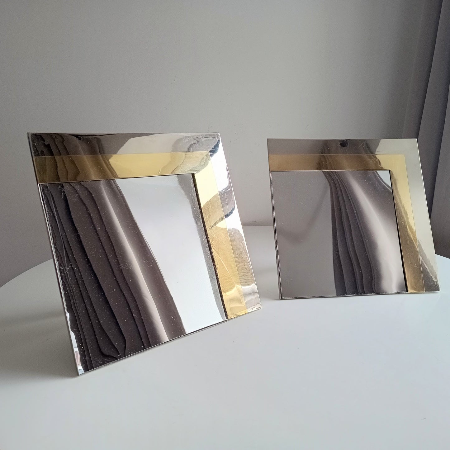 Pair Of Luxury Vintage Belgochrom Geometric Front Loading Frames, Belgian Modernism