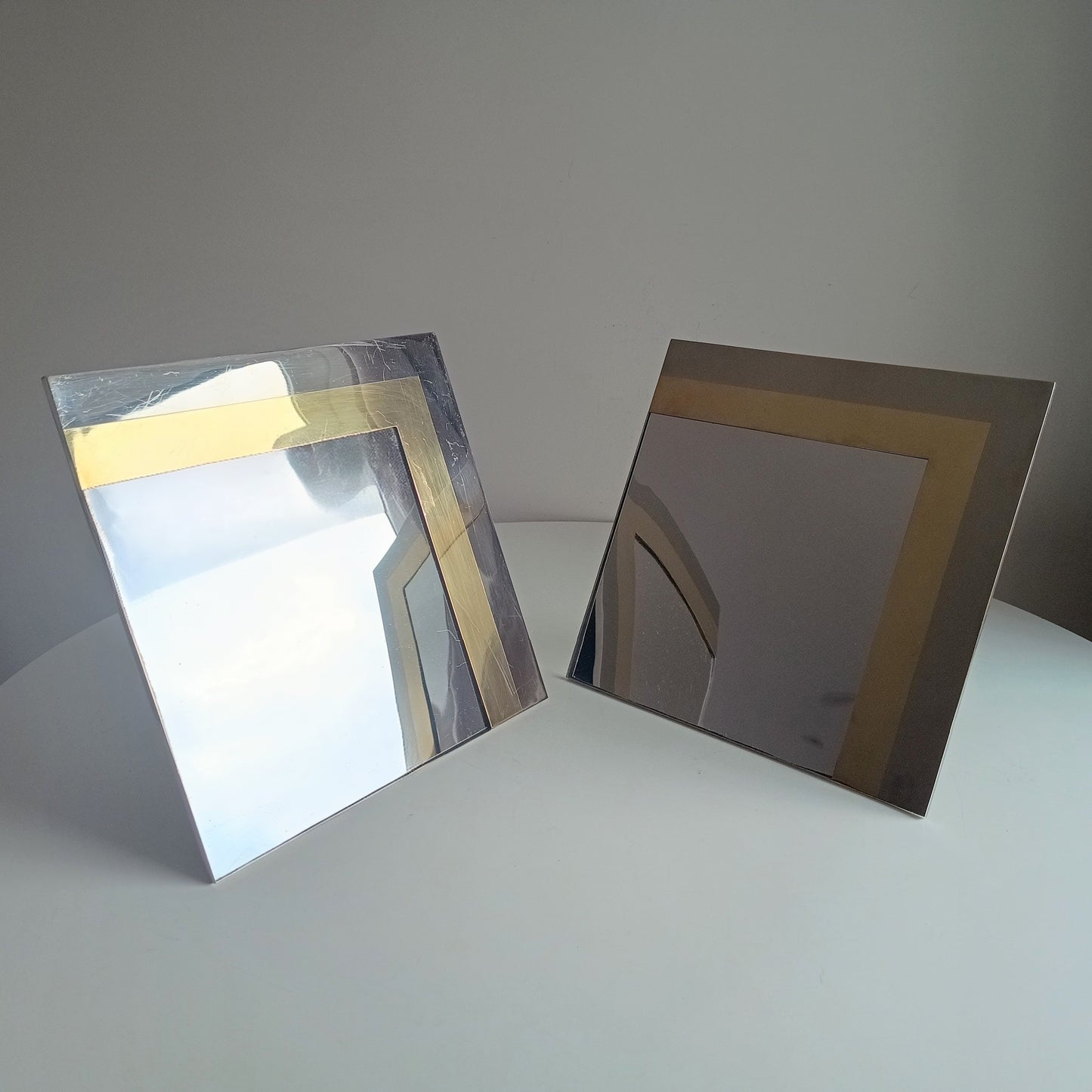 Pair Of Luxury Vintage Belgochrom Geometric Front Loading Frames, Belgian Modernism