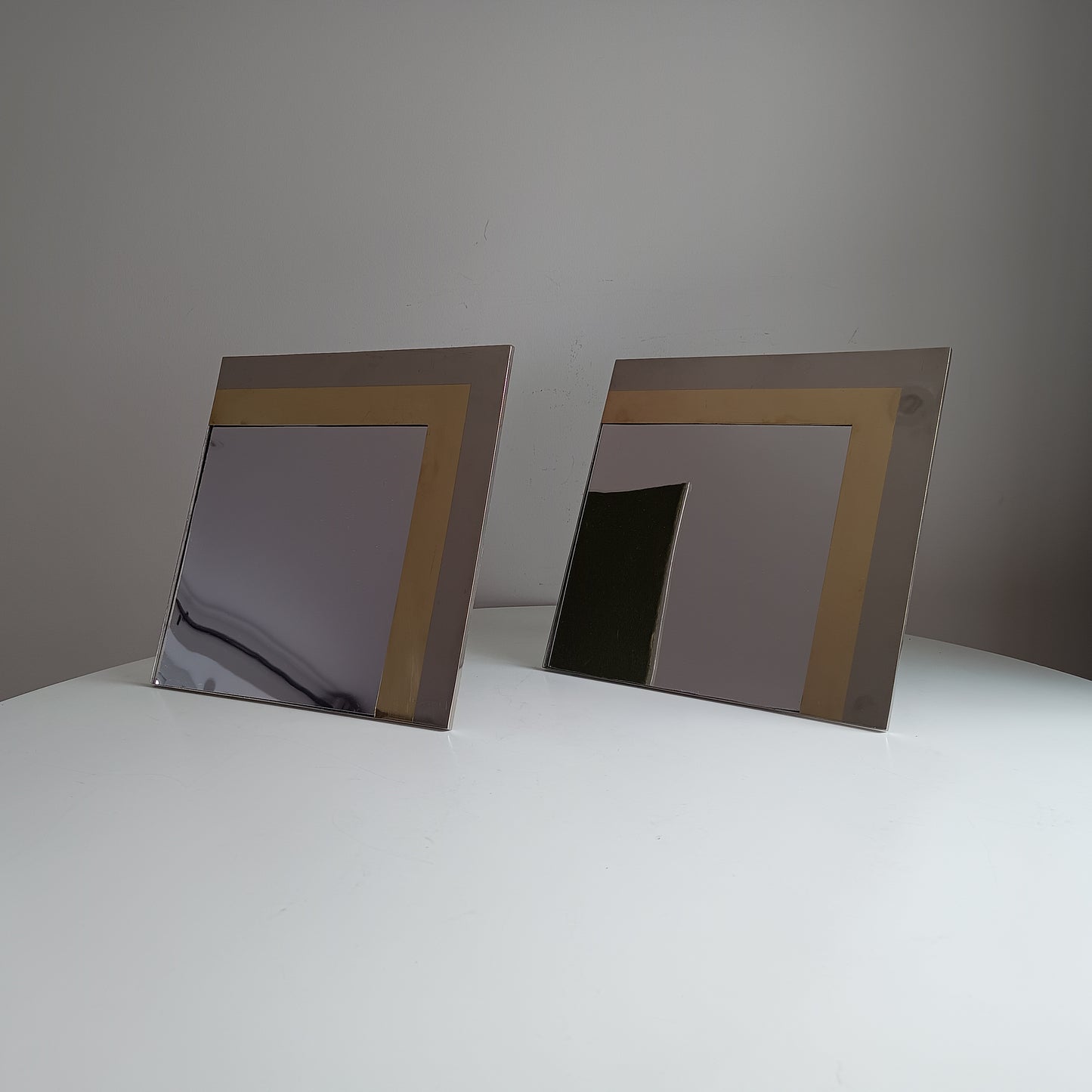 Pair Of Luxury Vintage Belgochrom Geometric Front Loading Frames, Belgian Modernism