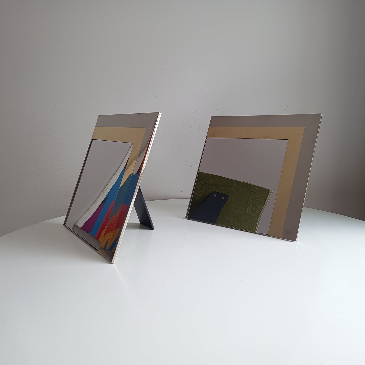 Pair Of Luxury Vintage Belgochrom Geometric Front Loading Frames, Belgian Modernism