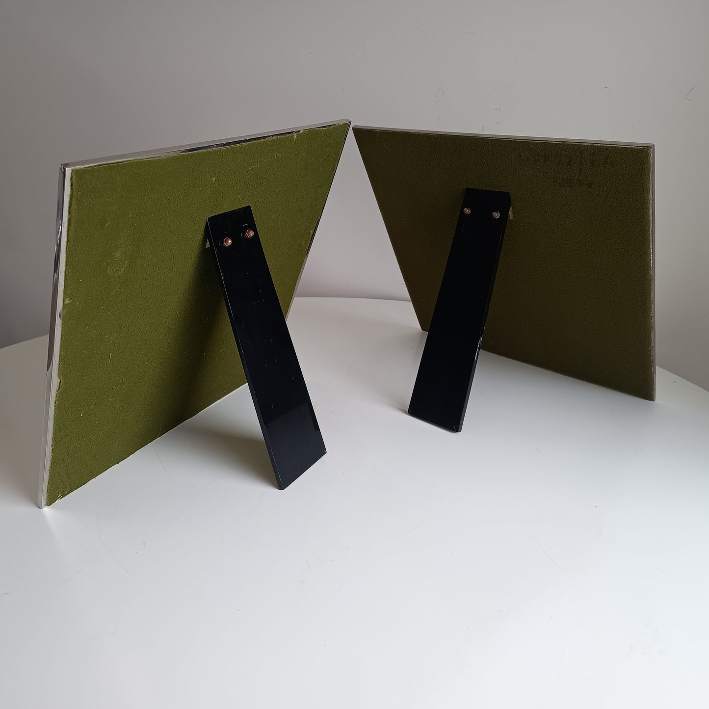 Pair Of Luxury Vintage Belgochrom Geometric Front Loading Frames, Belgian Modernism