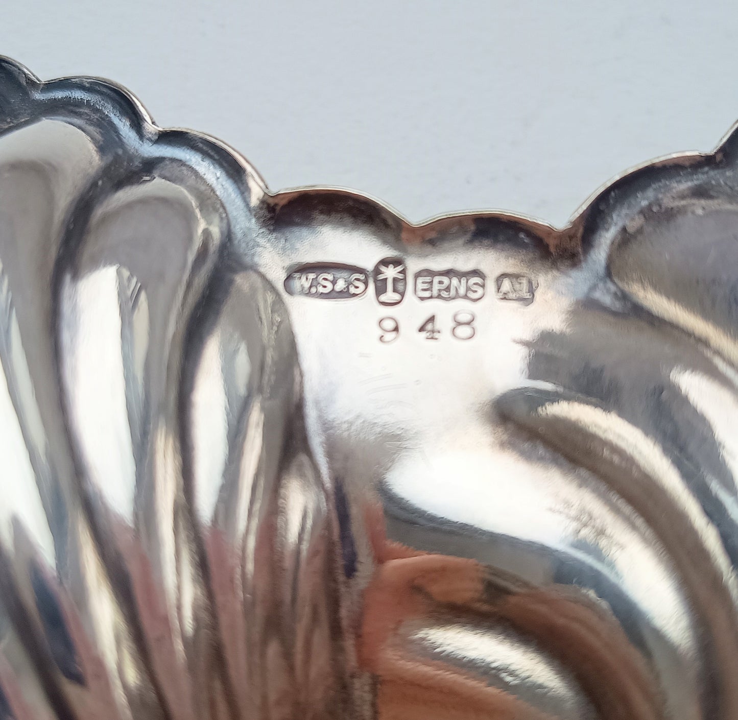 Vintage English Art Nouveau style Triple Shell Cheese& Biscuits Server Dish, Signed