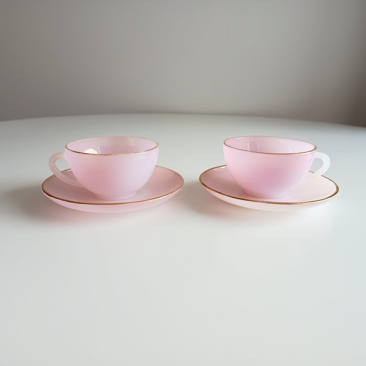 Vintage Espresso Macchiato Cup & Saucers, 5 Pastel Colours, French Arcopal Opaline Glass