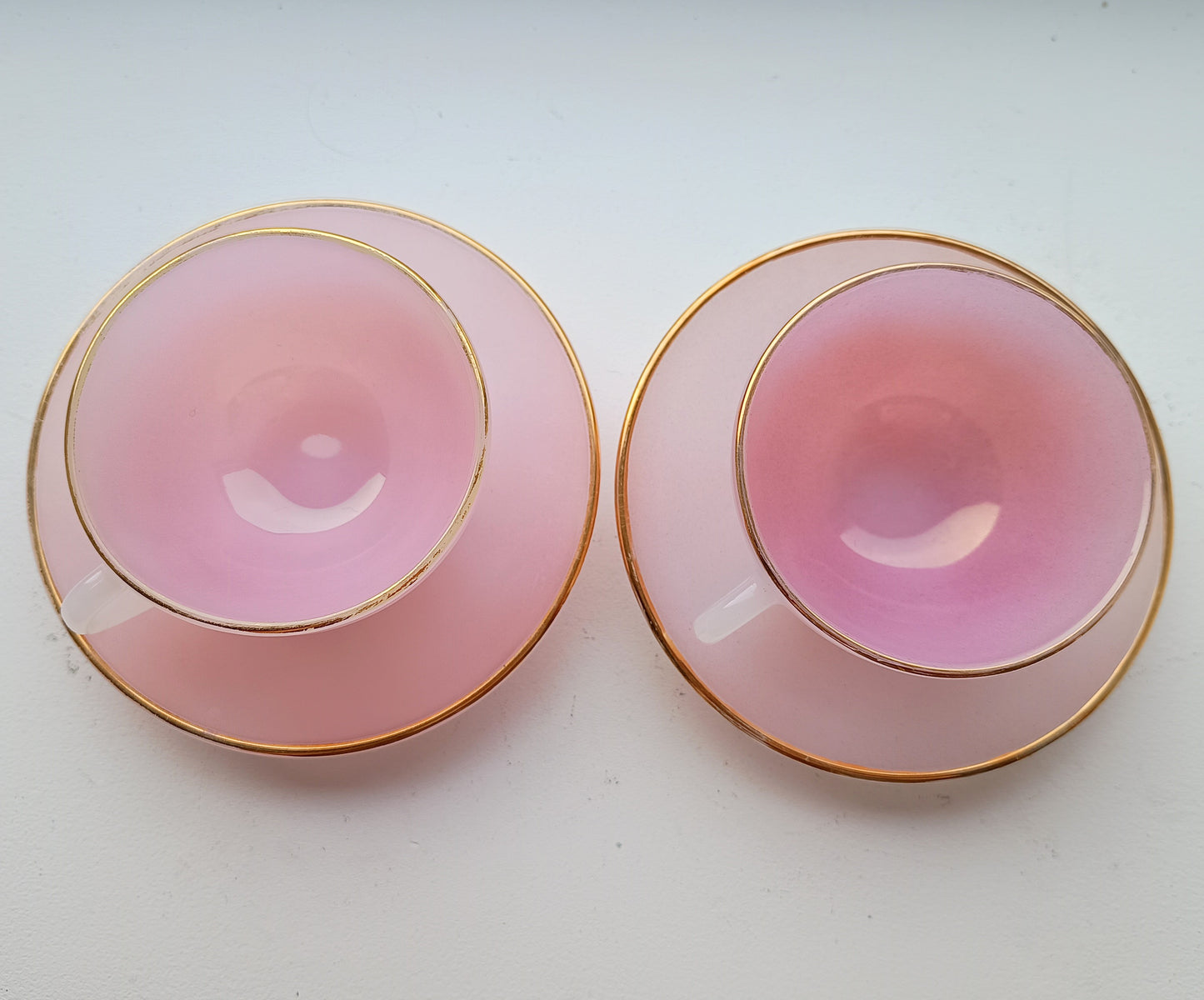 Vintage Espresso Macchiato Cup & Saucers, 5 Pastel Colours, French Arcopal Opaline Glass