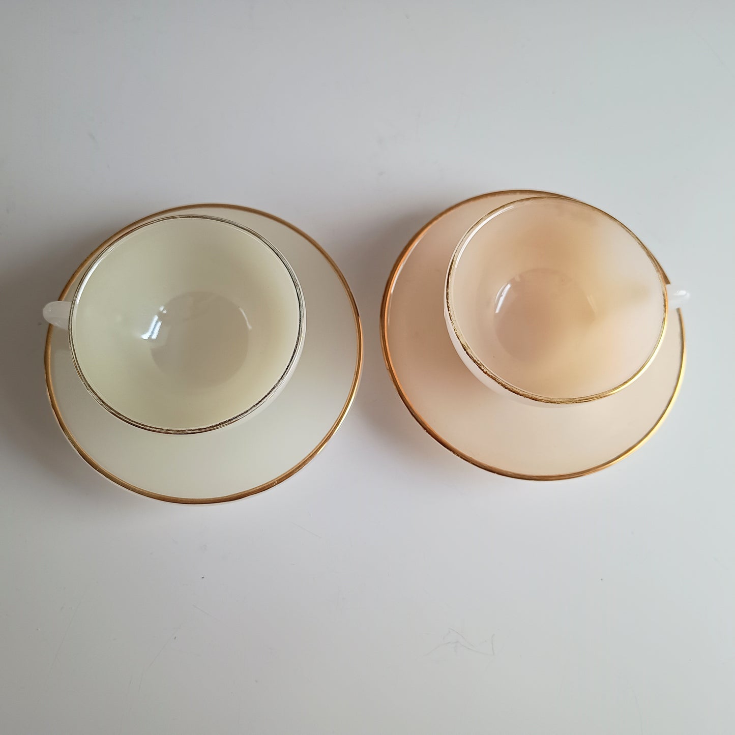 Vintage Espresso Macchiato Cup & Saucers, 5 Pastel Colours, French Arcopal Opaline Glass