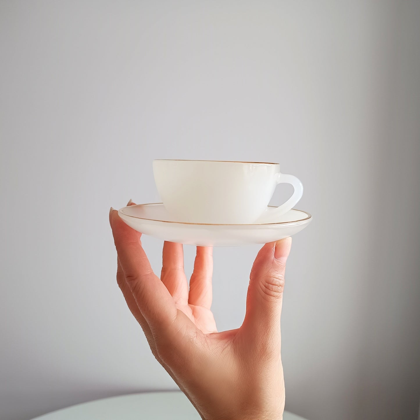 Vintage Espresso Macchiato Cup & Saucers, 5 Pastel Colours, French Arcopal Opaline Glass