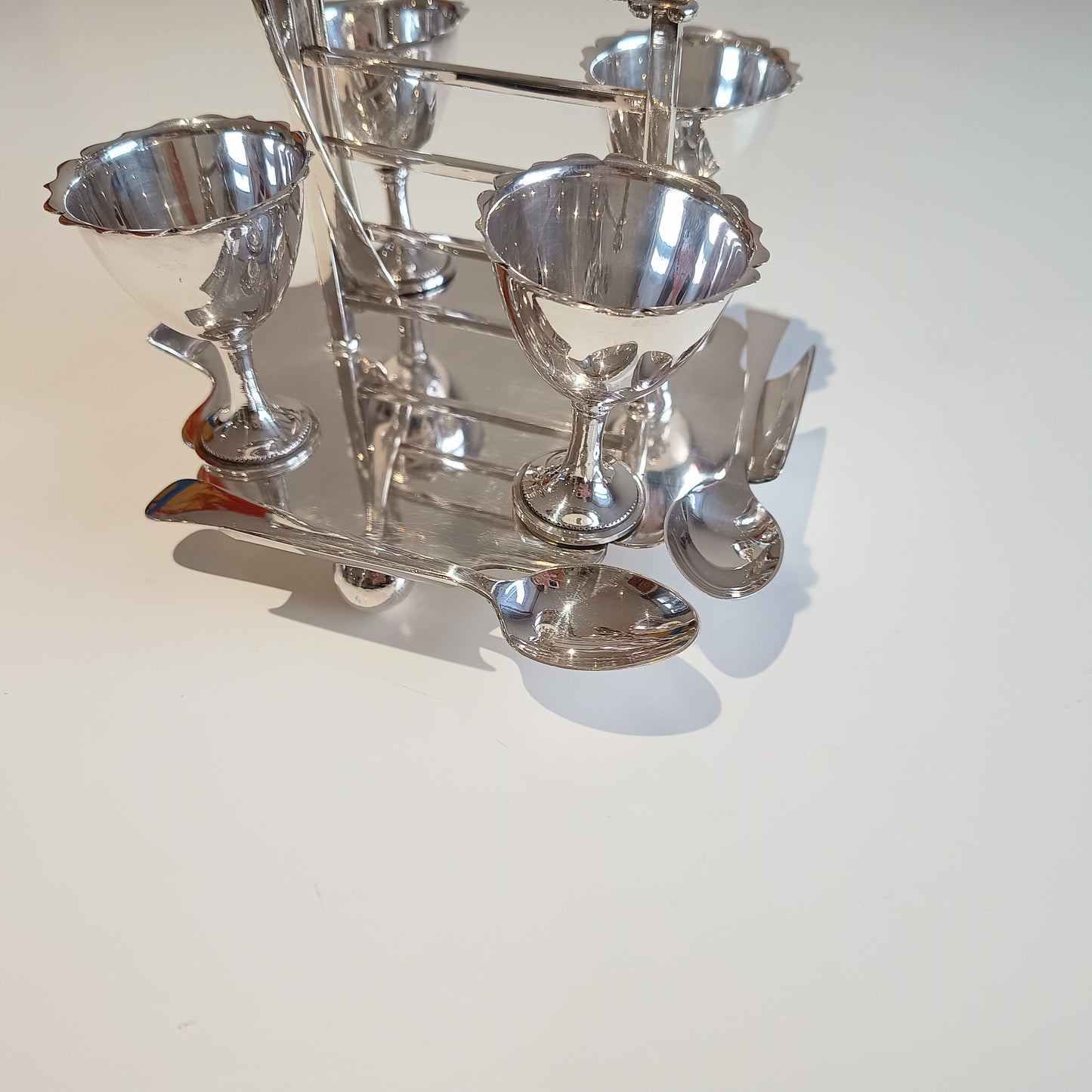 Novelty Zoomorphic Figural Silver Plate Egg Cruet / Breakfast Server: Cockrel on 5-bar Gate