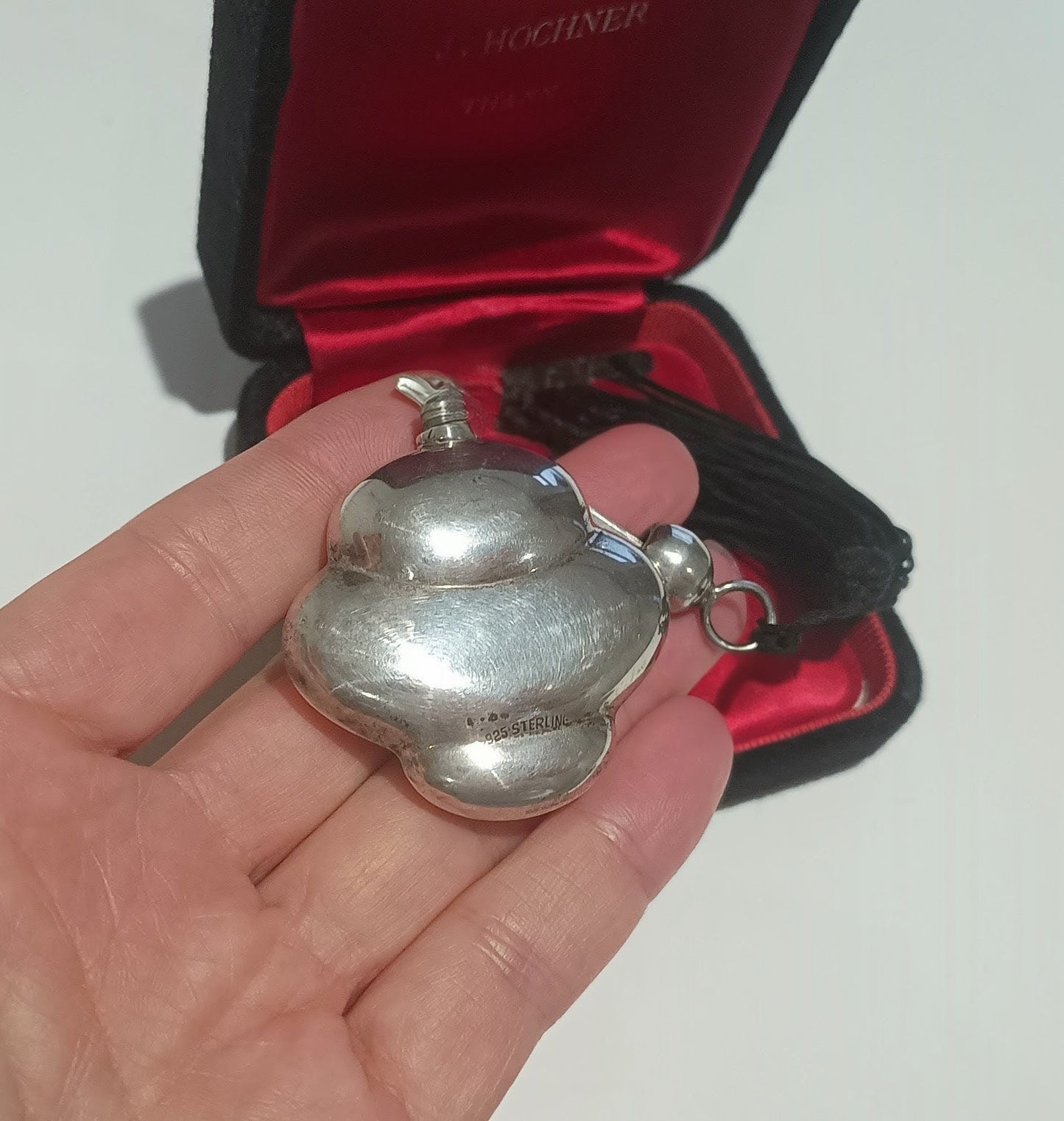 Vintage Art Deco Style Chatelaine Perfume Bottle in Solid Sterling Silver