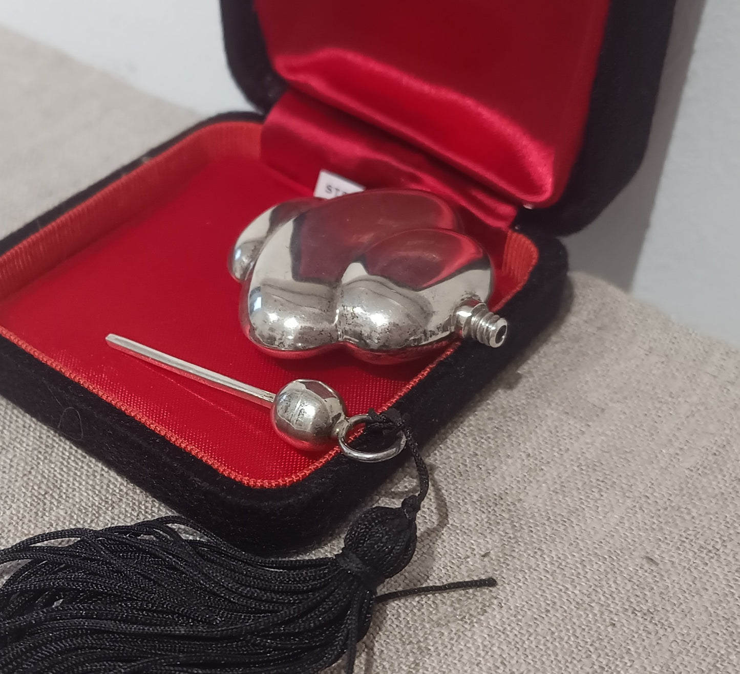 Vintage Art Deco Style Chatelaine Perfume Bottle in Solid Sterling Silver