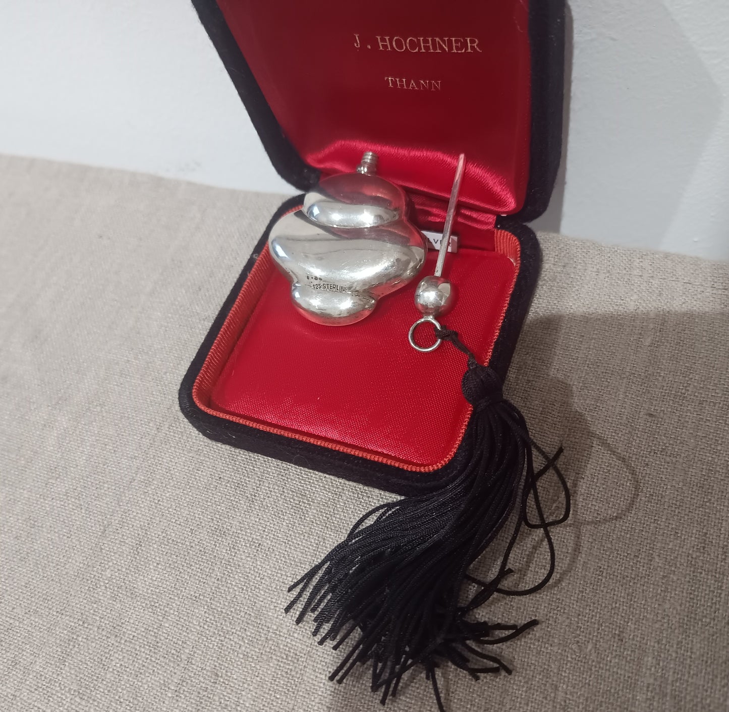 Vintage Art Deco Style Chatelaine Perfume Bottle in Solid Sterling Silver