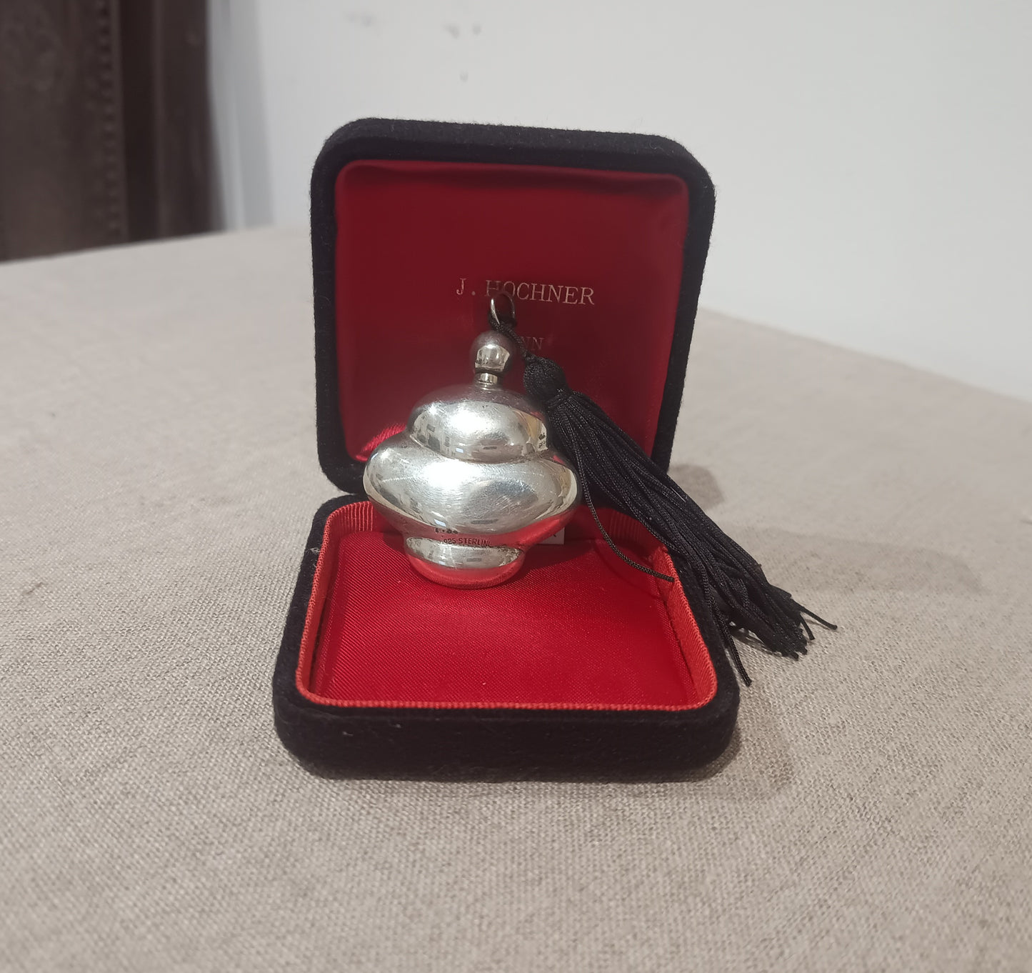 Vintage Art Deco Style Chatelaine Perfume Bottle in Solid Sterling Silver