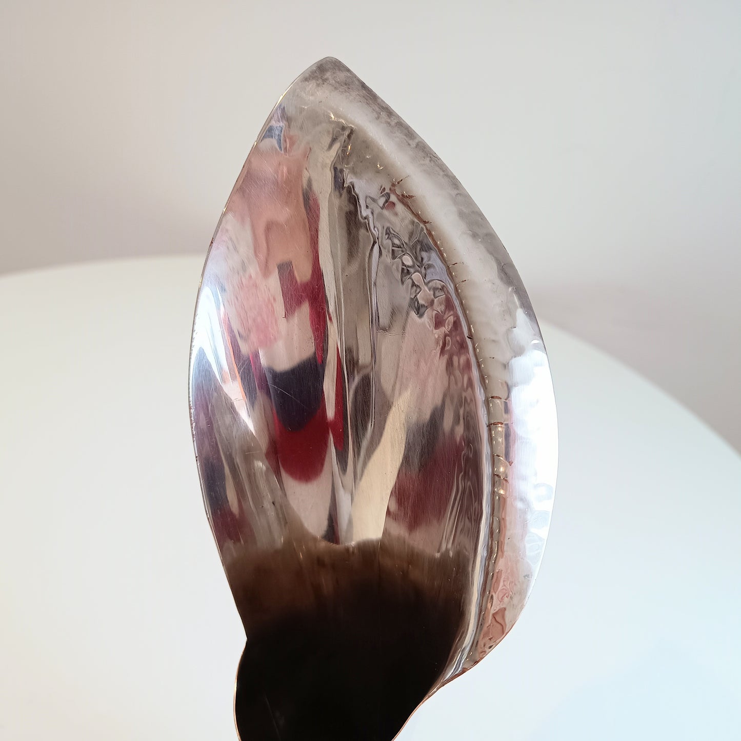 Vintage Tall Arts & Crafts Asymmetrical Silver Plate Calla Lily Vase, Hand Hammered Edge