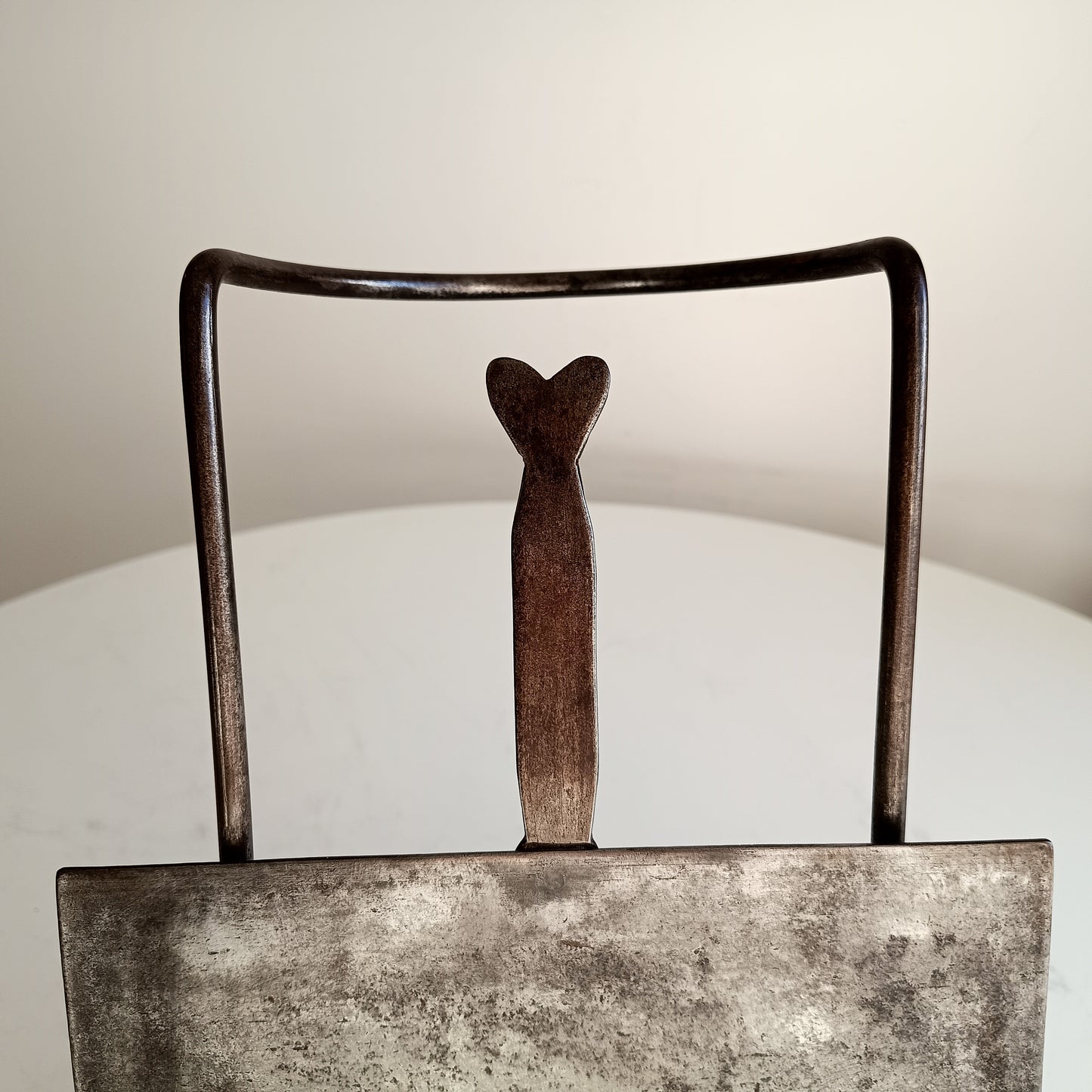 Arts & Crafts Cotswolds Hand-Forged Riveted Hearth Trivet Cooking Stand, Sliding Plate Heart-shaped Finial